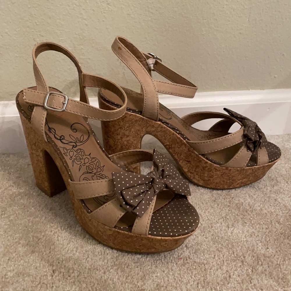 Francesca’s Collections cork platform heels